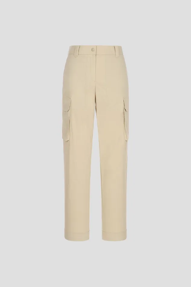 TAPERED CARGO PANTS WOMEN-BEIGE