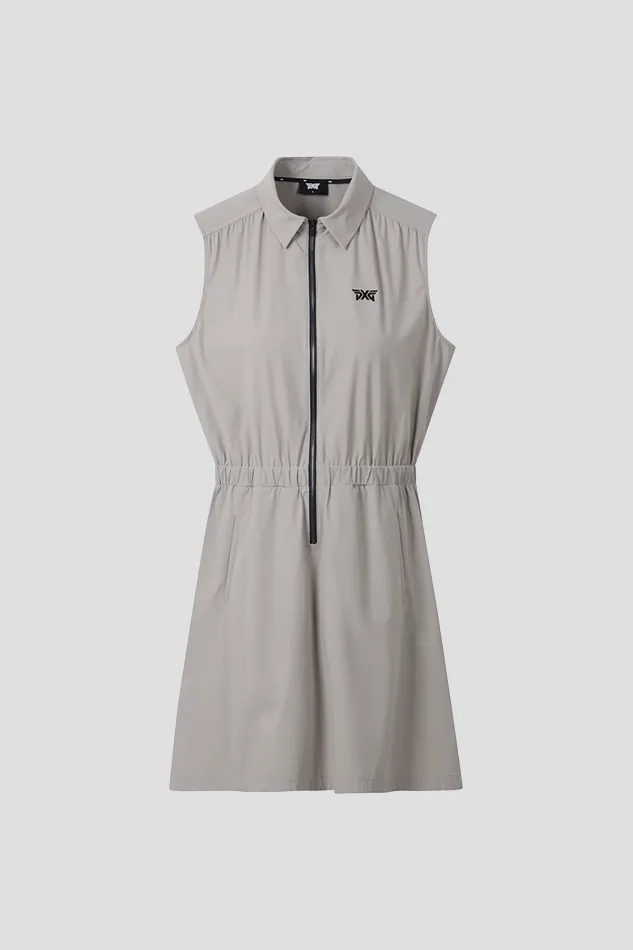 WOMENS SUMMER COLLARED ONE PIECE-BEIGE